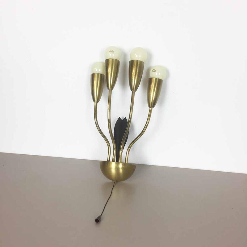 Vintage metal and brass wall lamp, Italian 1960