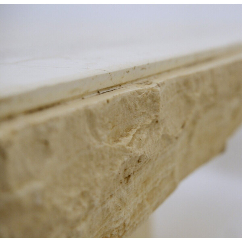 Square vintage coffee table in travertine, 1970