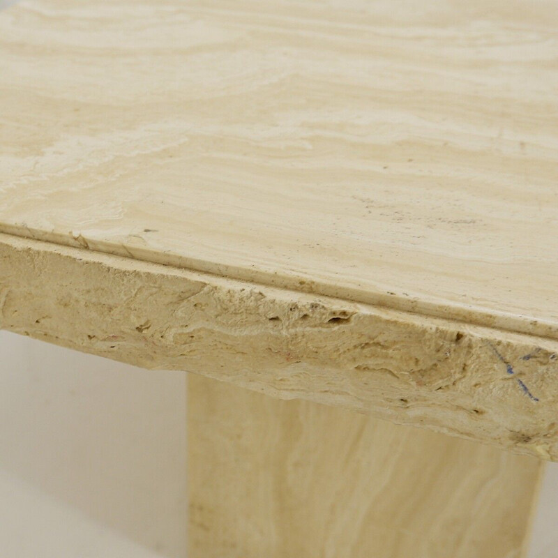 Square vintage coffee table in travertine, 1970