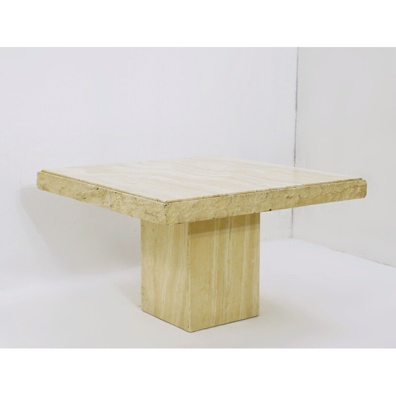 Square vintage coffee table in travertine, 1970