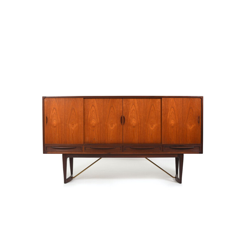 Buffet vintage in teak e ottone di Sofus Jørgensen, Danimarca 1960