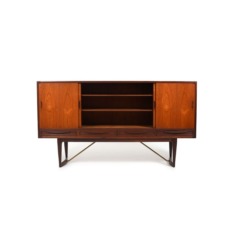 Buffet vintage de teca y latón de Sofus Jørgensen, Dinamarca 1960