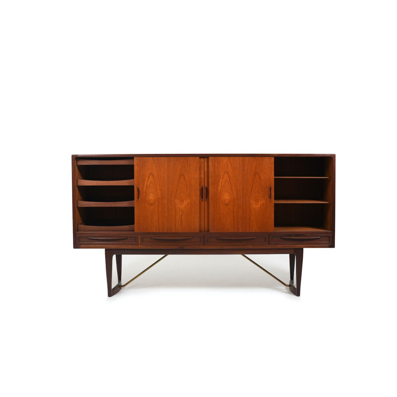 Vintage teak and brass buffet by Sofus Jørgensen, Denmark 1960