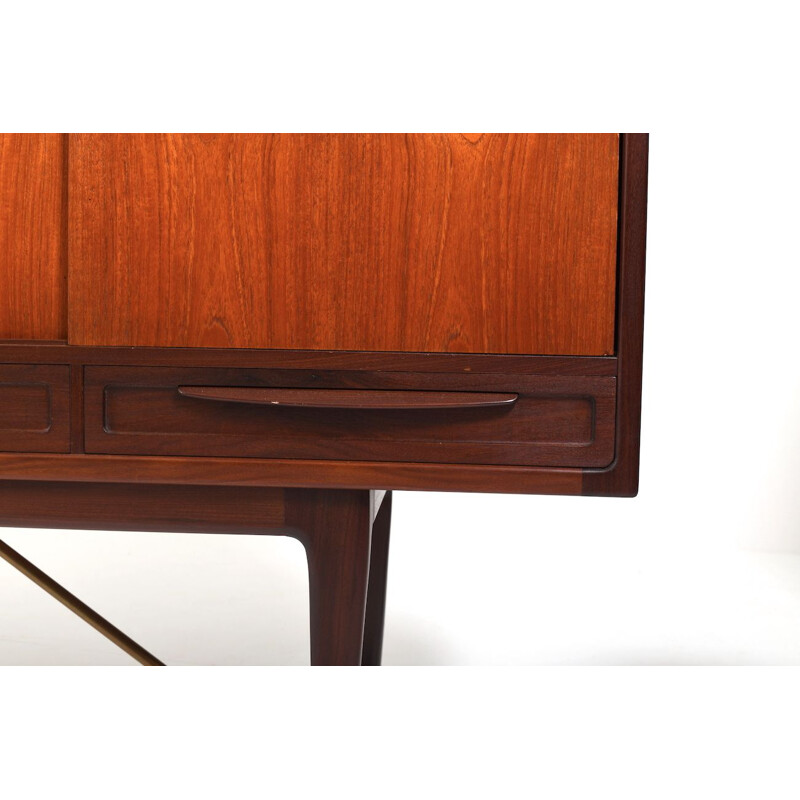 Buffet vintage in teak e ottone di Sofus Jørgensen, Danimarca 1960