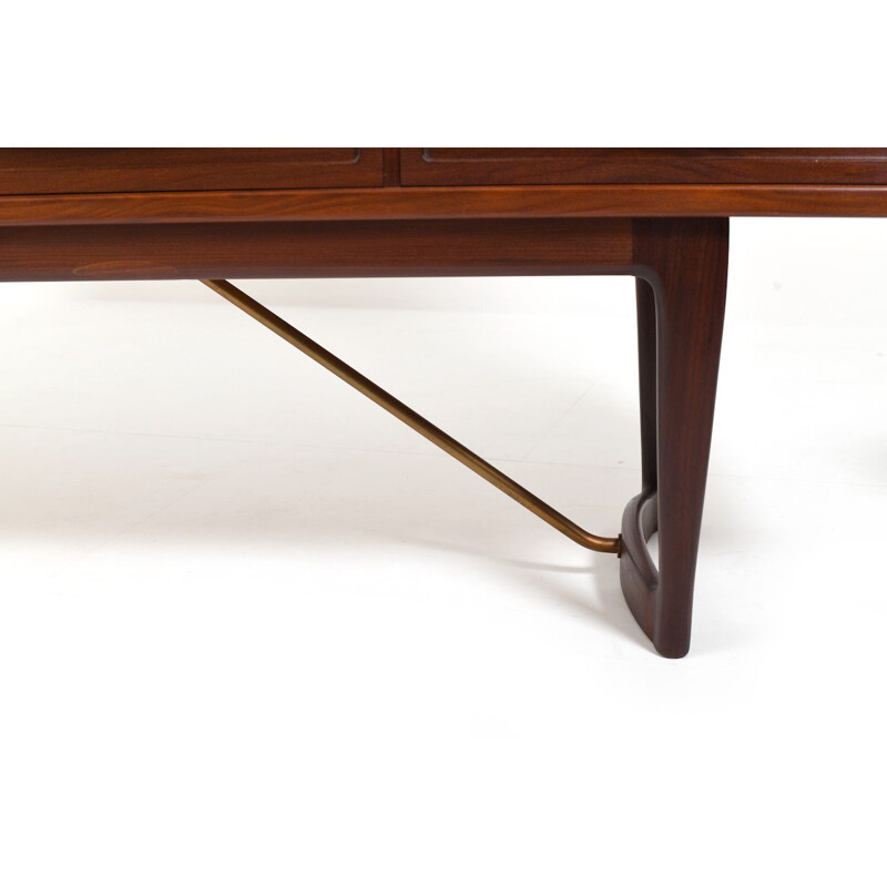 Vintage teak and brass buffet by Sofus Jørgensen, Denmark 1960