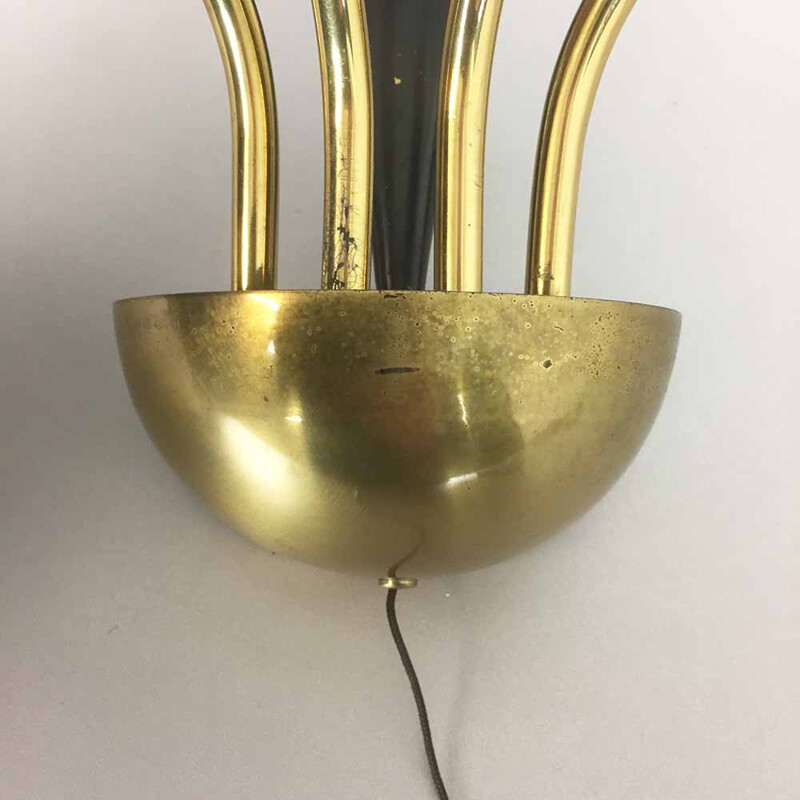 Vintage metal and brass wall lamp, Italian 1960