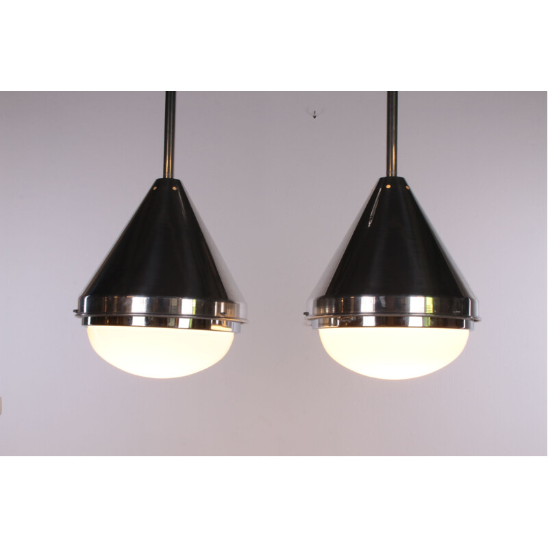 Pair of aluminum industrial hanging lamps by Dutch Design for Gispen, 1999s