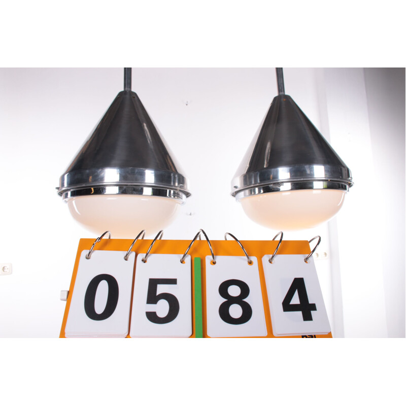 Pair of aluminum industrial hanging lamps by Dutch Design for Gispen, 1999s