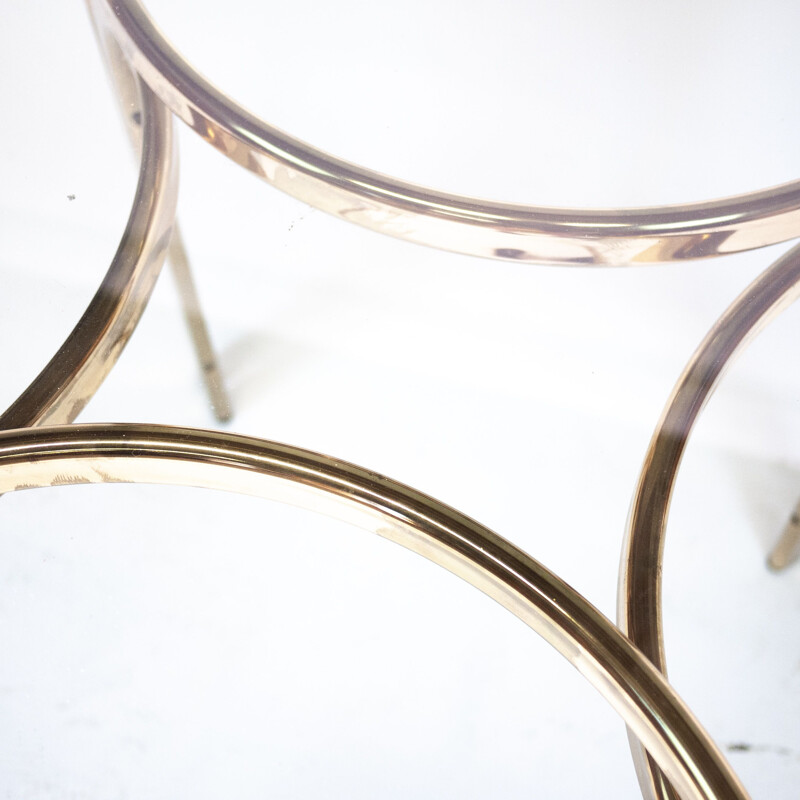 Mid century brass and smoked glass dining table, Italy 1970s