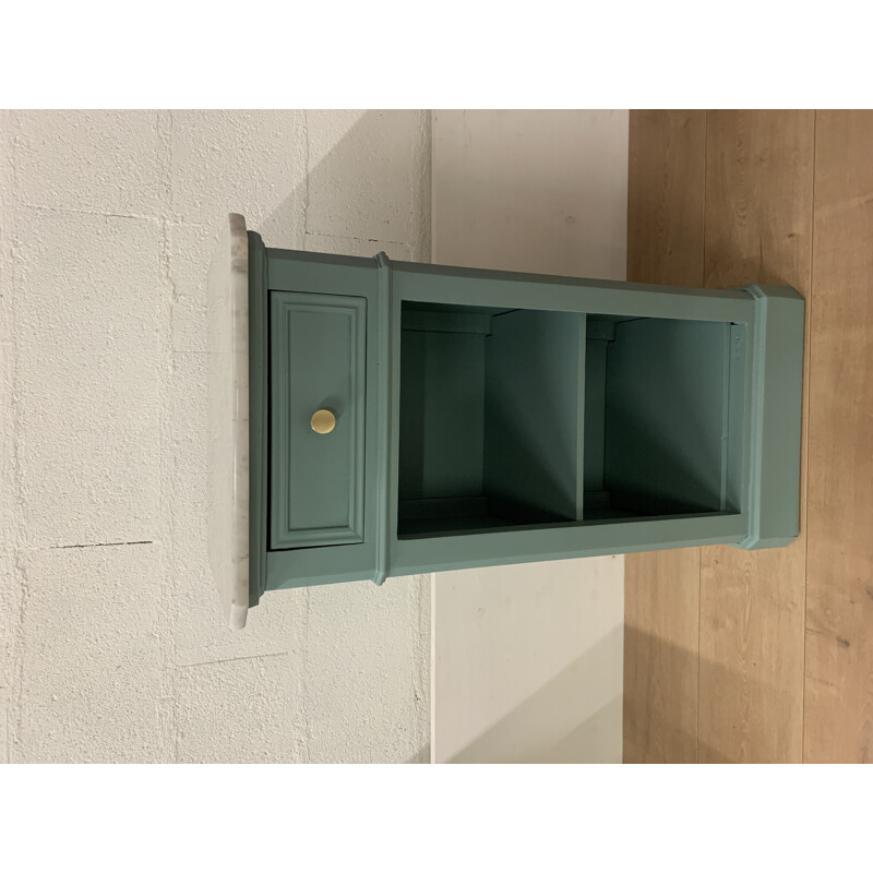 Vintage water green jam cupboard with white marble top