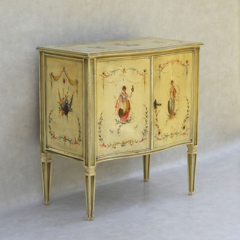 Vintage Venetian style hand painted cabinet C1960, Italy 1960
