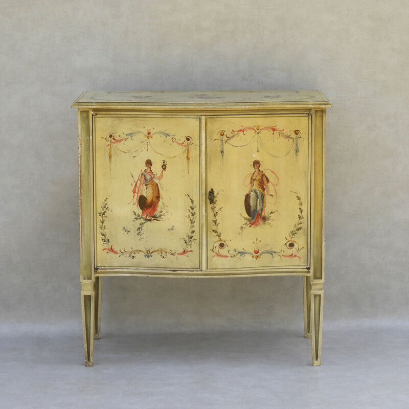 Vintage Venetian style hand painted cabinet C1960, Italy 1960