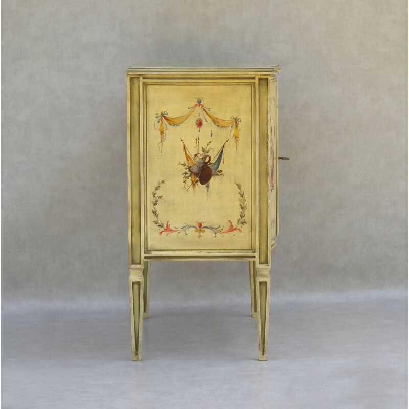 Vintage Venetian style hand painted cabinet C1960, Italy 1960