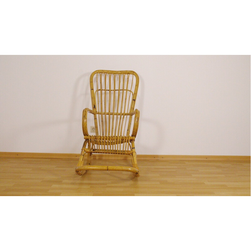 Vintage bamboo rocking chair - 1950s