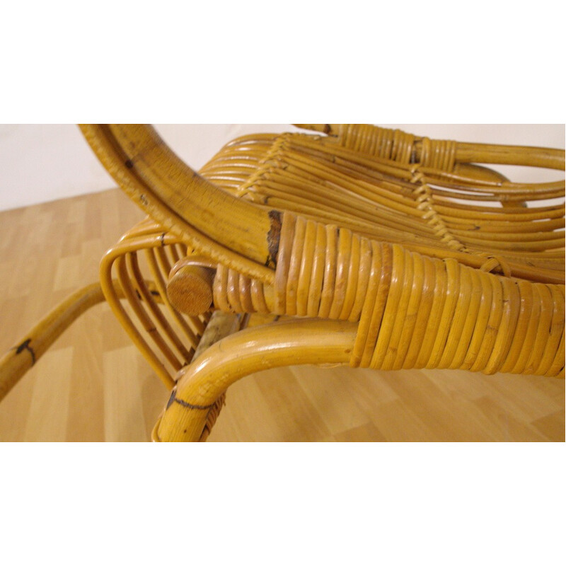 Vintage bamboo rocking chair - 1950s