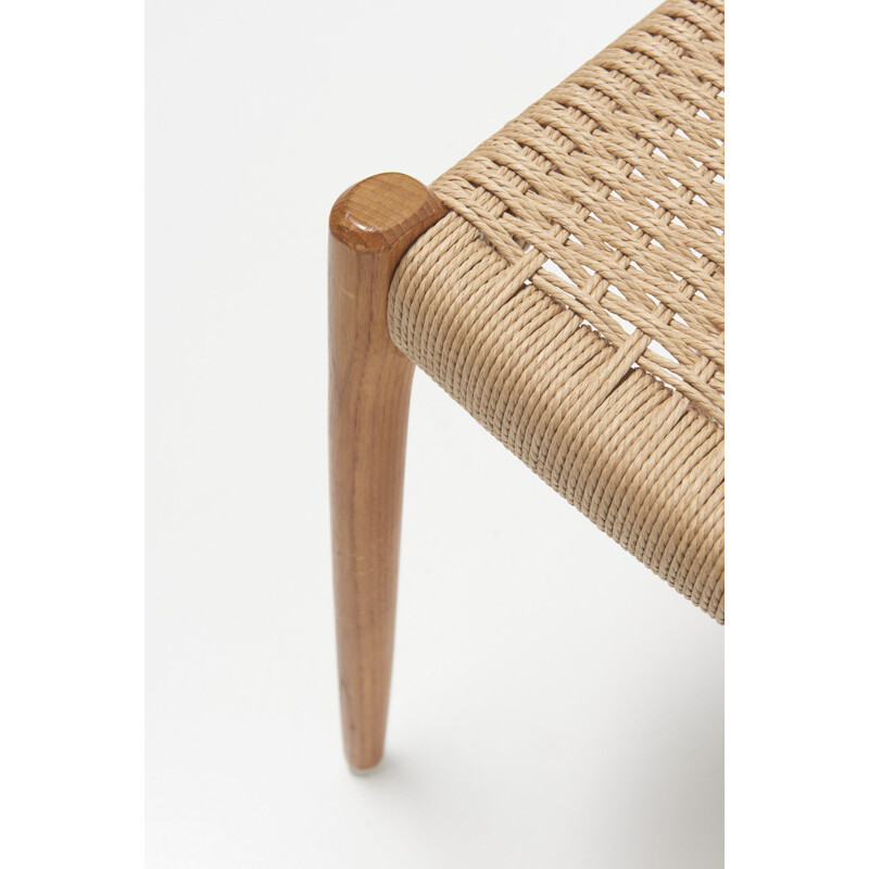 Mid century stool in teak and paper cord by Niels O. Møller for J.L. Møllers Møbelfabrik, Denmark 1950s