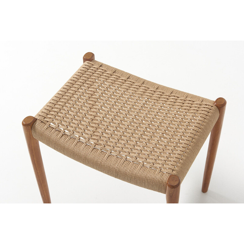 Mid century stool in teak and paper cord by Niels O. Møller for J.L. Møllers Møbelfabrik, Denmark 1950s