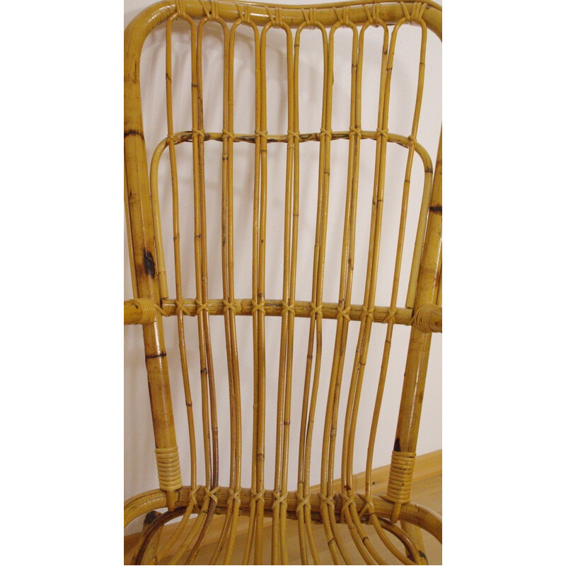 Vintage bamboo rocking chair - 1950s