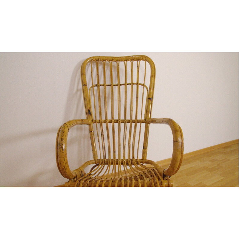 Rocking chair vintage en bambou - 1950