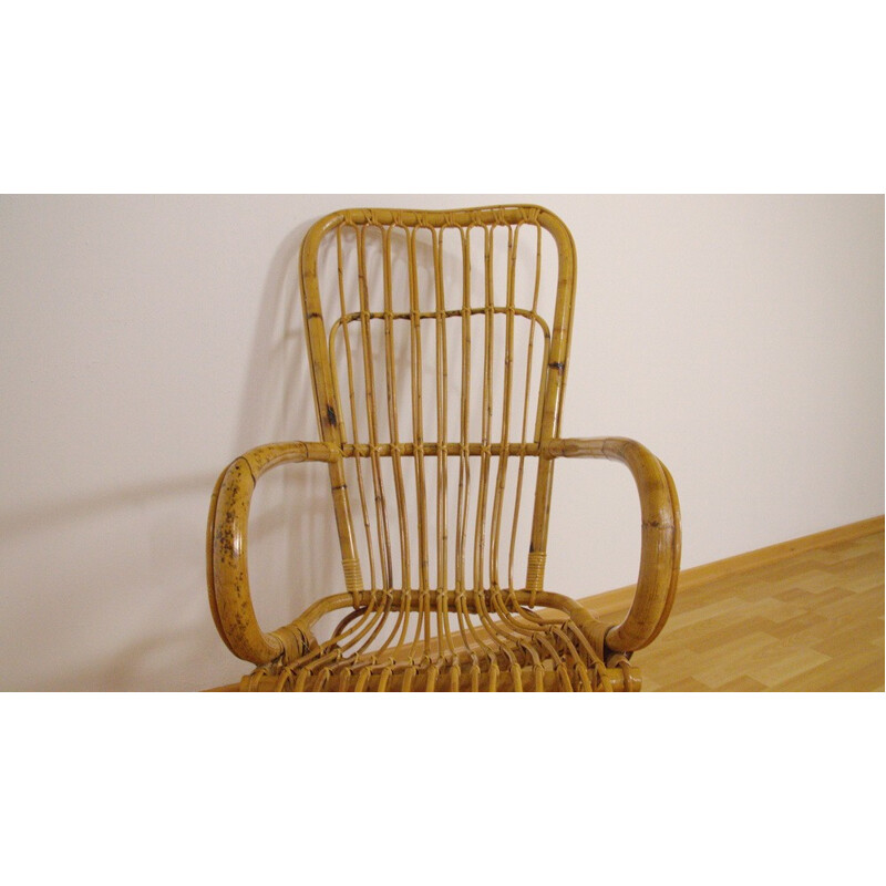 Vintage bamboo rocking chair - 1950s