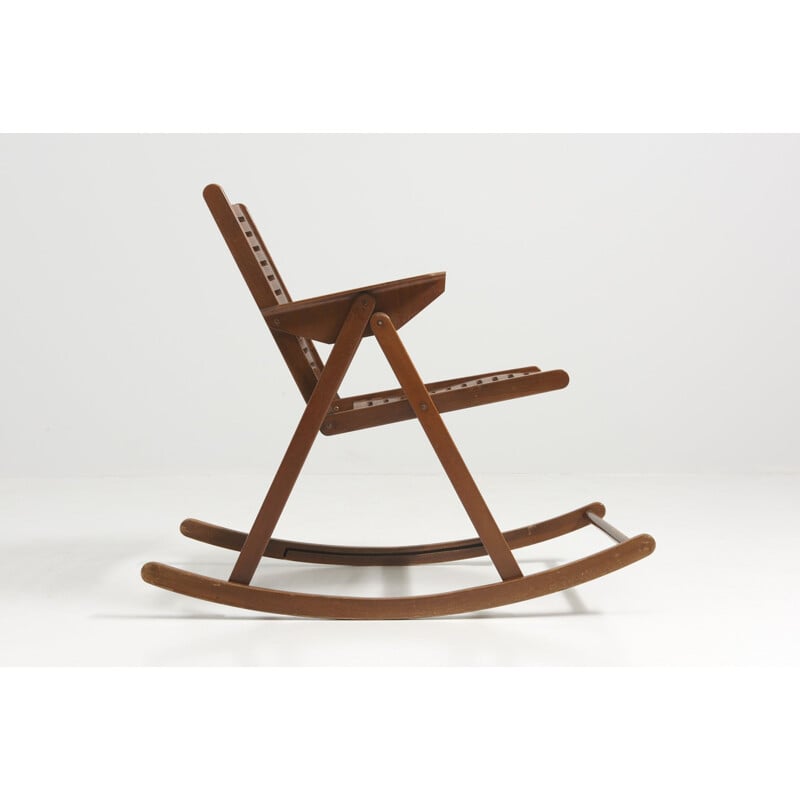 Mid century folding rocking chair by Niko Kralj for Stol Kamnik, Slovenia 1950s