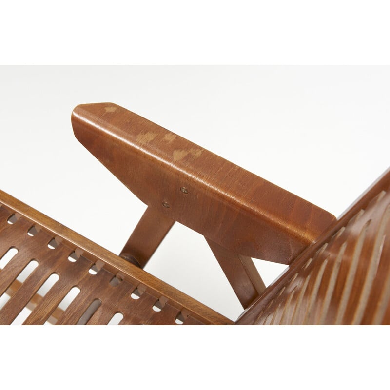 Chaise à bascule pliante vintage par Niko Kralj pour Stol Kamnik, Slovénie 1950