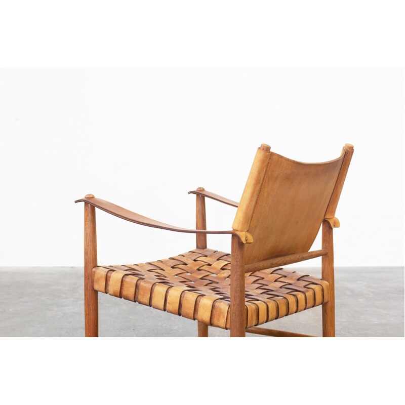 Paire de chaises longues en cuir Safari de Hans J. Wegner, Allemagne 1950