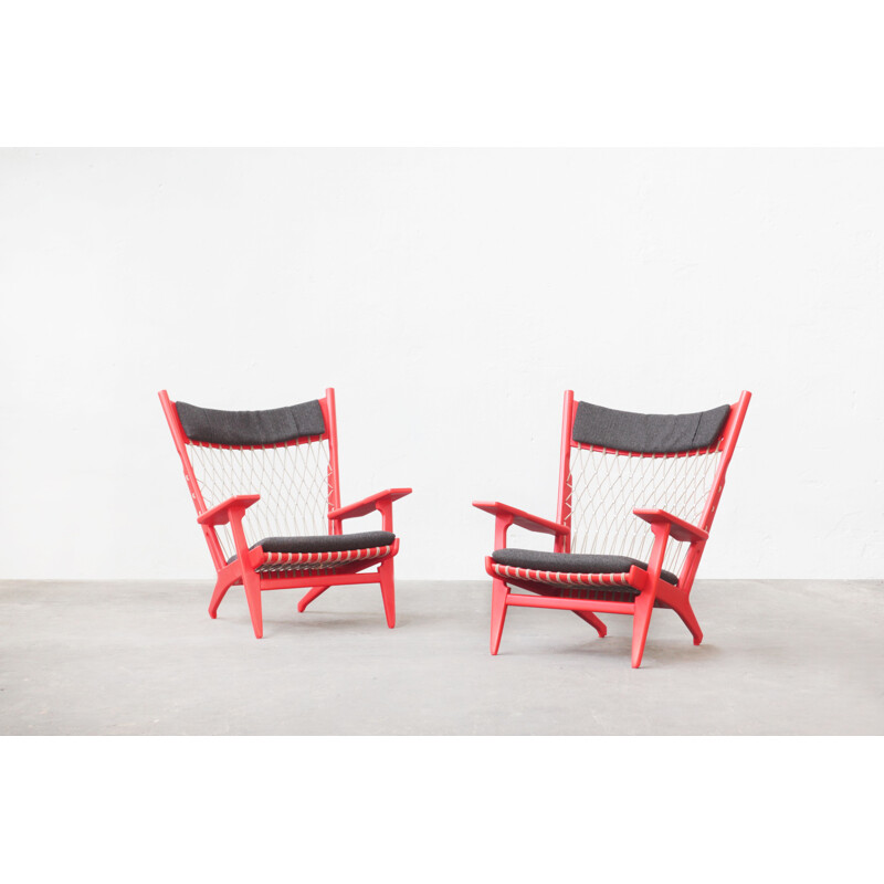 Pair of flag halyard chair vintage JH719 by Hans J. Wegner  for Johannes Hansen, Denmark 1968s