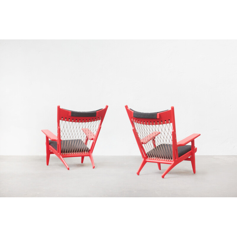 Pair of flag halyard chair vintage JH719 by Hans J. Wegner  for Johannes Hansen, Denmark 1968s