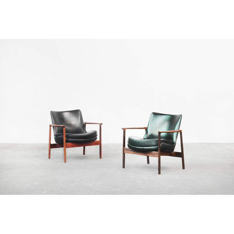 Pair of lounge chairs vintage by Ib Kofod-Larsen for Fröscher, Germany 1970s