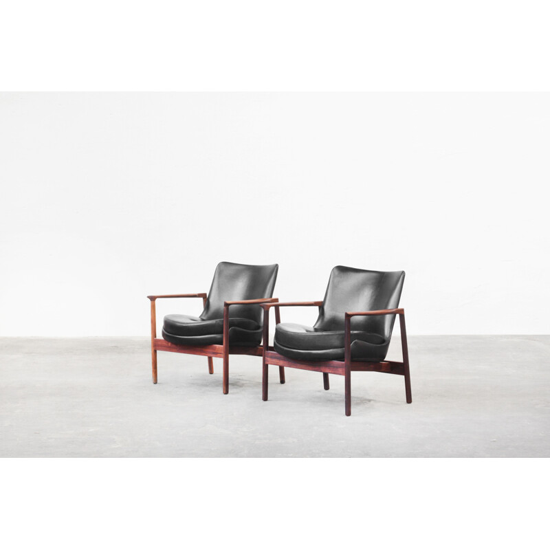 Pair of lounge chairs vintage by Ib Kofod-Larsen for Fröscher, Germany 1970s