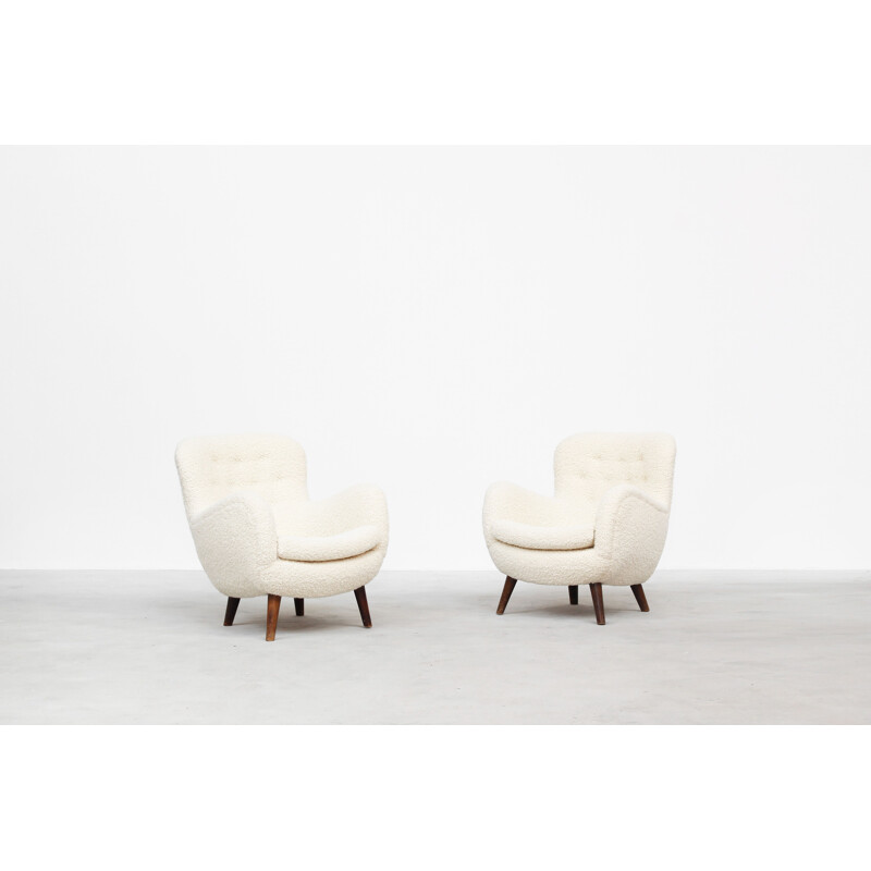 Paire de fauteuil lounge vintage par Frits Schlegel, Danemark 1940