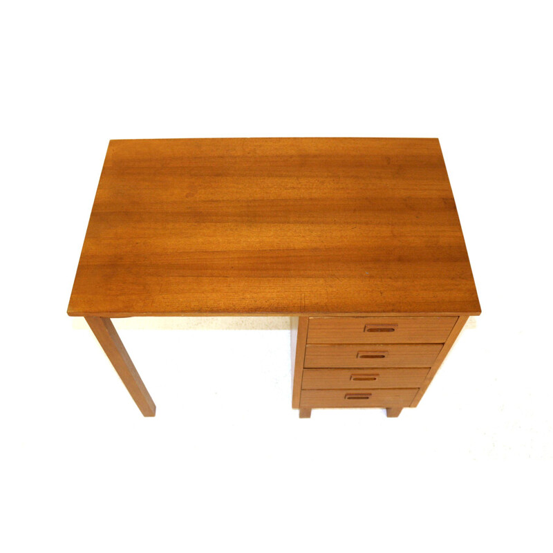 Vintage bureau in teak en beuken, Zweden 1960