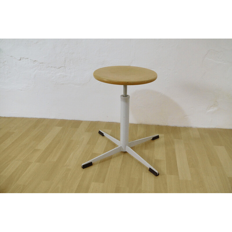 Industrial Stool with plywood - 1950s