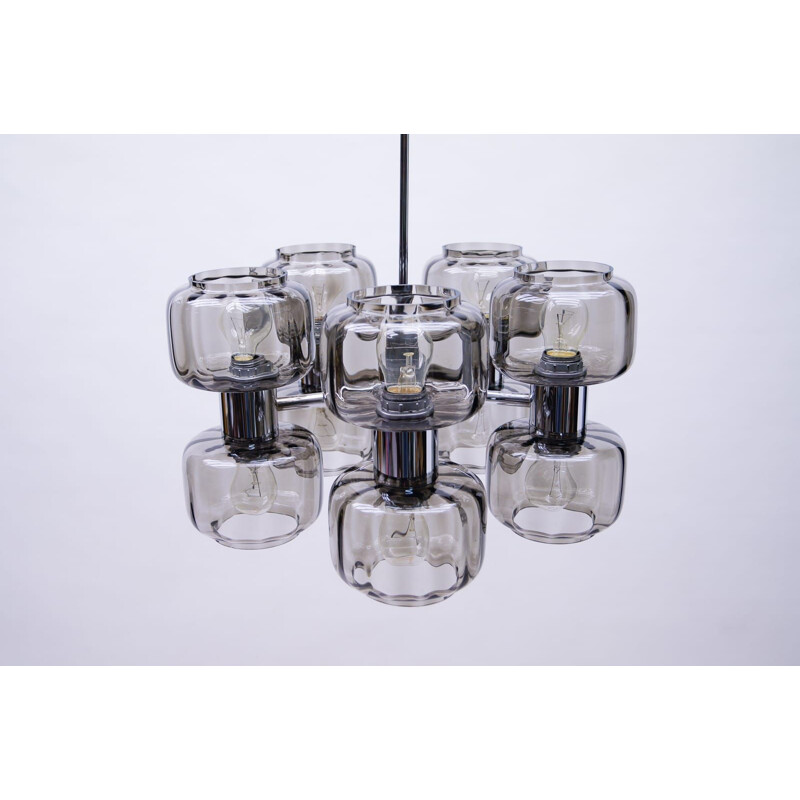 Vintage sputnik lamp in chrome and smoked glass, 1970
