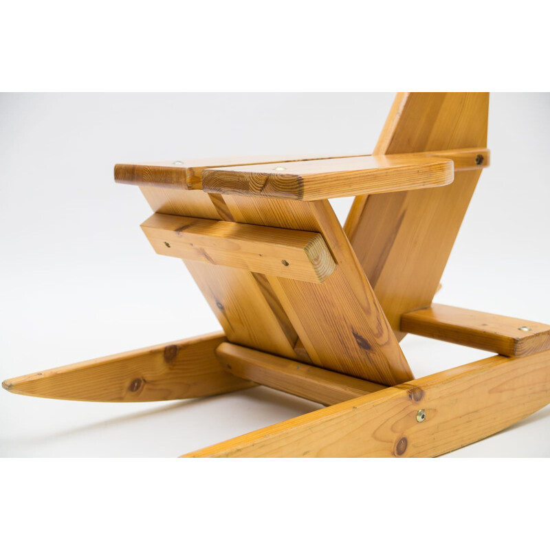 Vintage scandinavian pine rocking horse, 1960s