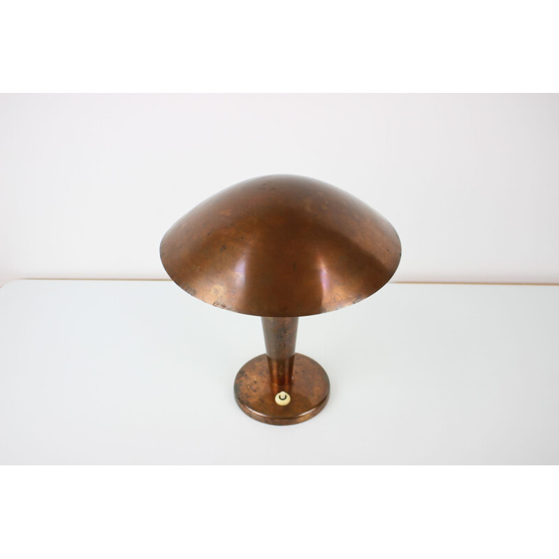 Vintage copper table lamp by Bauhaus, Czechoslovakia 1930s