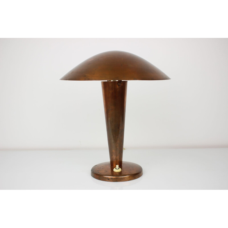 Vintage copper table lamp by Bauhaus, Czechoslovakia 1930s