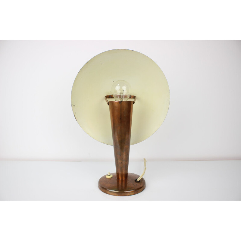 Vintage copper table lamp by Bauhaus, Czechoslovakia 1930s