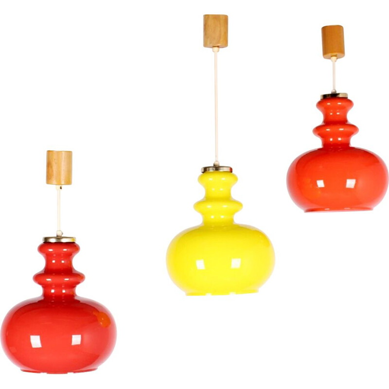 3 mid century pendant lamps, 1960s