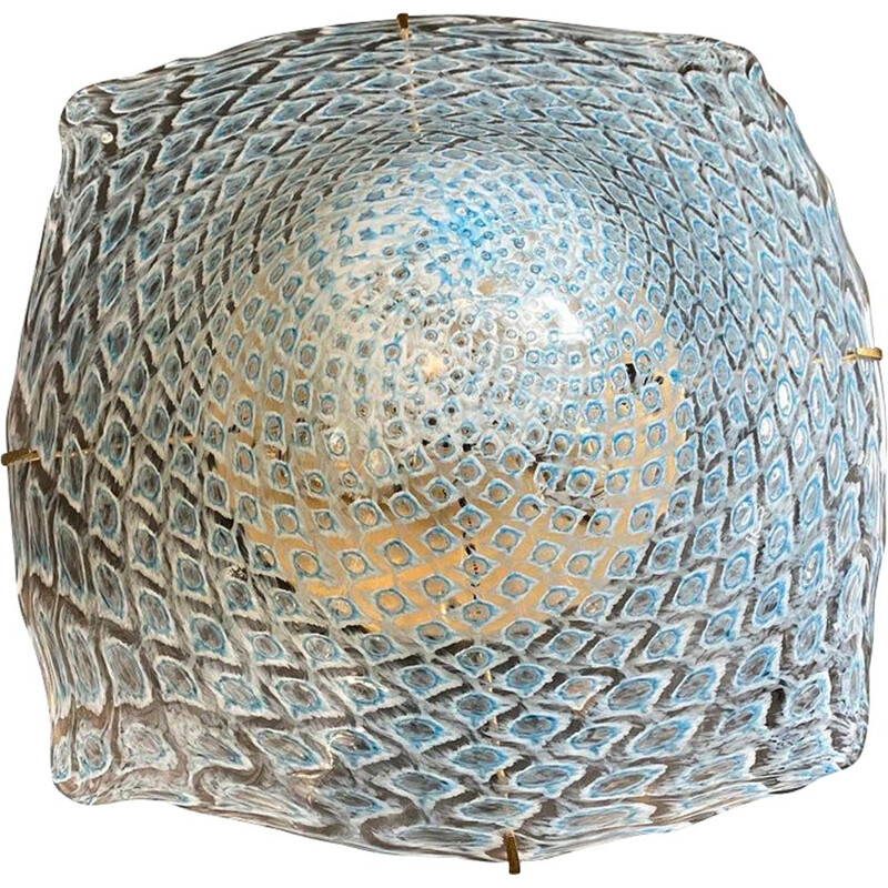 Mid century modern Murano glass and brass ceiling light by La Murrina, 1980s