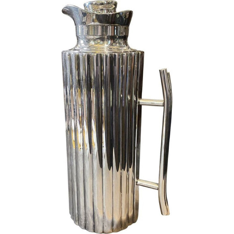 Vintage modernist silver plated thermos carafe by Cassetti Firenze, Italy 1970s