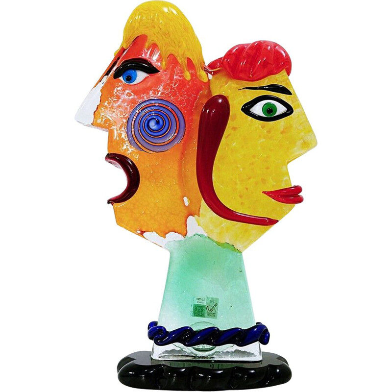 Sculpture vintage en verre de Murano par Mario Badioli, 2000