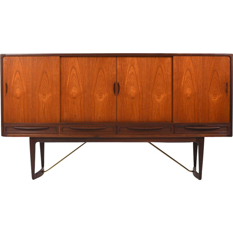 Vintage teak and brass buffet by Sofus Jørgensen, Denmark 1960