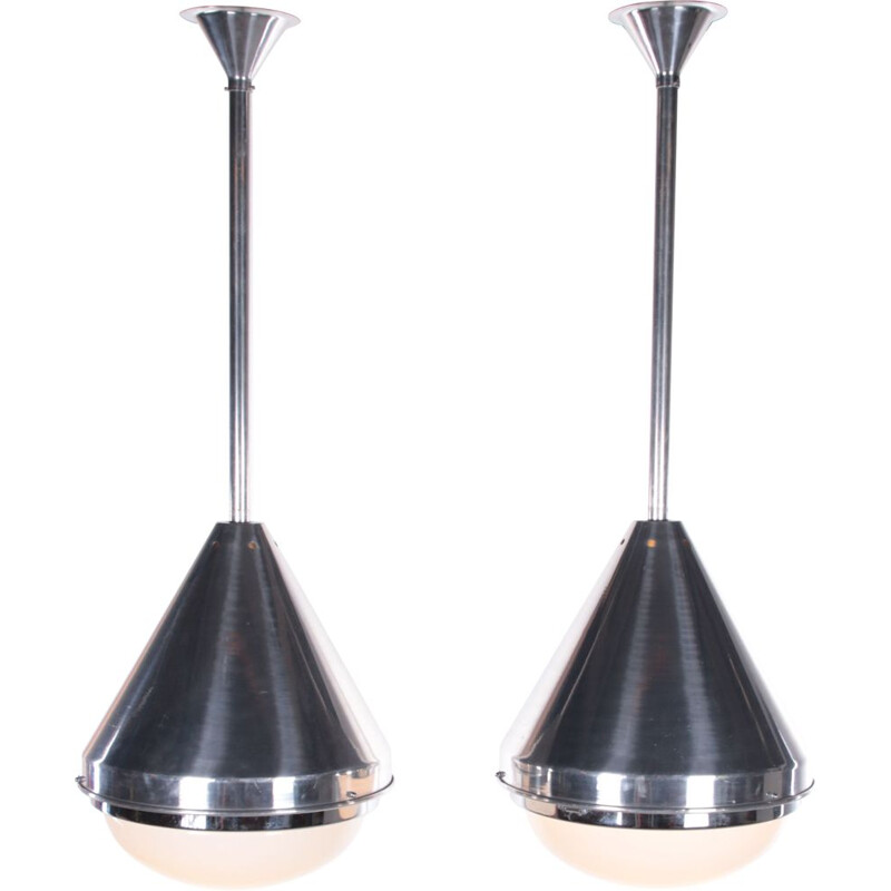 Pair of aluminum industrial hanging lamps by Dutch Design for Gispen, 1999s