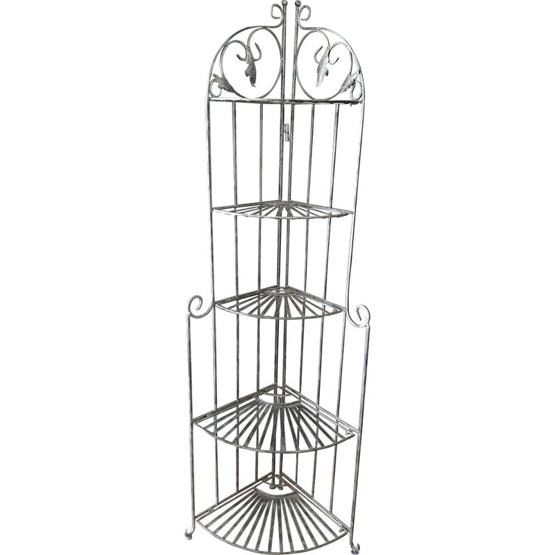 Vintage wrought iron corner shelf 