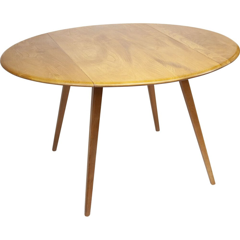 Vintage round drop leaf dining table by Lucian Ercolani for Ercol, 1960s