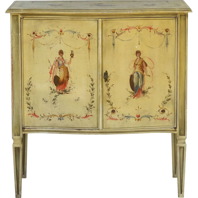 Vintage Venetian style hand painted cabinet C1960, Italy 1960