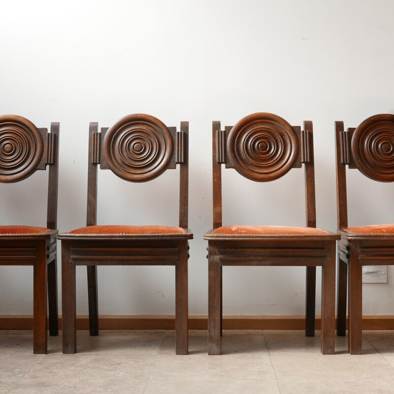 Set di 6 sedie vintage in rovere Art Déco, Francia 1930