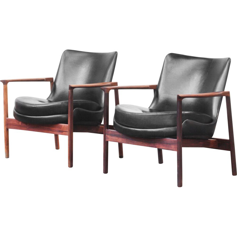 Pair of lounge chairs vintage by Ib Kofod-Larsen for Fröscher, Germany 1970s